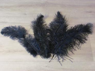4 Straußenfedern 25 bis 35 cm navy B-Ware