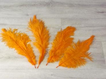 4 Straußenfedern 25 bis 35 cm orange B-Ware