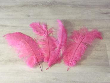 4 Straußenfedern 25 bis 35 cm pink B-Ware
