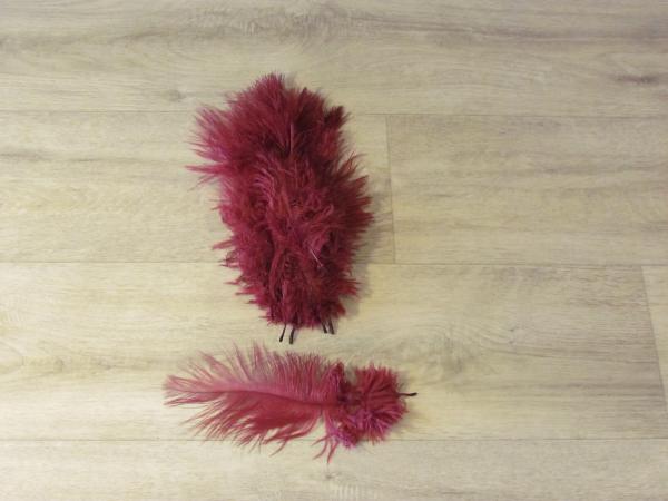 15 Straußenfedern 12 bis 20 cm bordeaux B-Ware