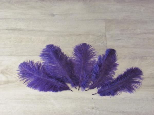 5 Straußenfedern 20 bis 25 cm violett
