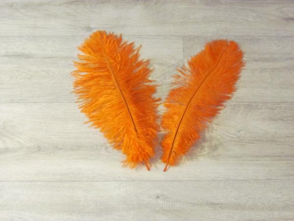 2 Straußenfedern 30 bis 35 cm orange