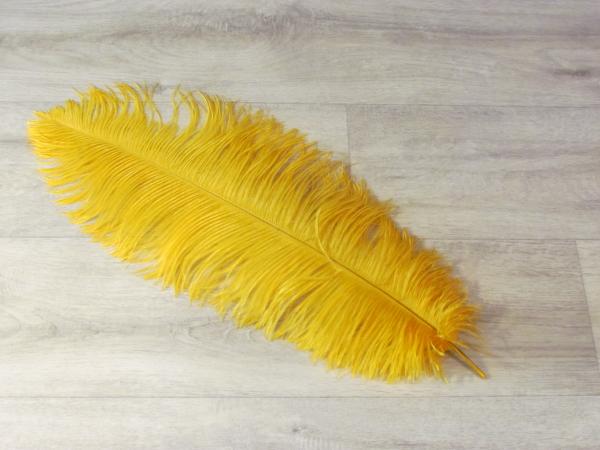 1 Straußenfeder 50 bis 60 cm dottergelb B-Ware