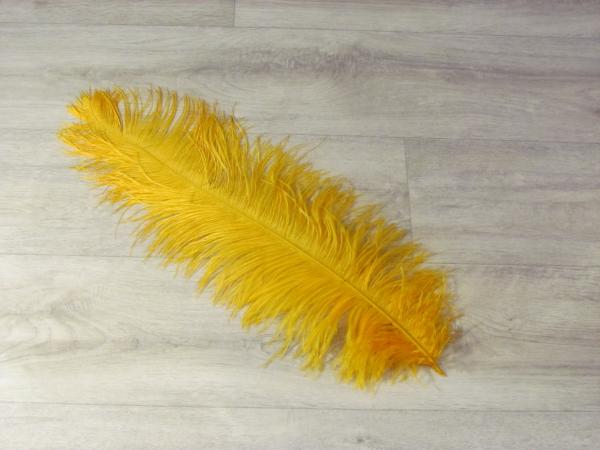 1 Straußenfeder 50 bis 60 cm dottergelb