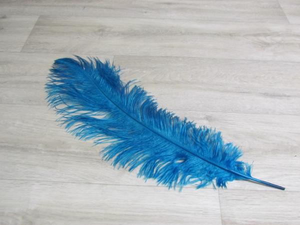 1 Straußenfeder 50 bis 60 cm dunkeltürkis