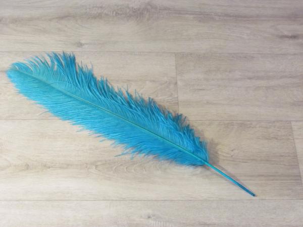 1 Straußenfeder 50 bis 60 cm helltürkis B-Ware