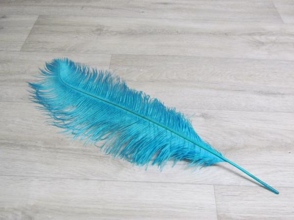 1 Straußenfeder 50 bis 60 cm helltürkis