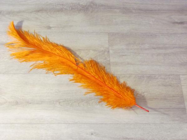1 Straußenfeder 50 bis 60 cm orange B-Ware