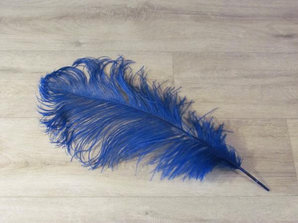 1 Straußenfeder 50 bis 60 cm royalblau B-Ware
