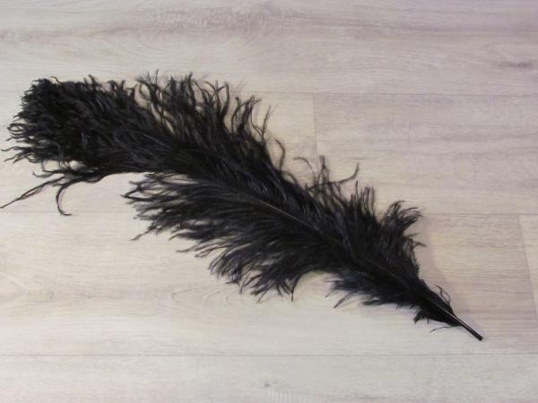 1 Straußenfeder 50 bis 60 cm schwarz B-Ware